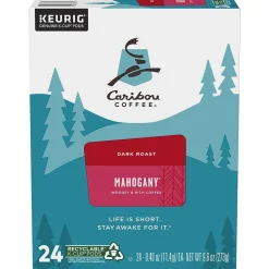 Keurig K-Cups<Caribou Coffee Caribou Mahogany Coffee, Dark Roast, 0.40 oz. Keurig® K-Cup® Pods, 24/Box (6990)