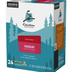Keurig K-Cups<Caribou Coffee Caribou Mahogany Coffee, Dark Roast, 0.40 oz. Keurig® K-Cup® Pods, 24/Box (6990)