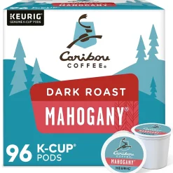 Keurig K-Cups<Caribou Coffee Caribou Mahogany Coffee Keurig® K-Cup® Pods, Dark Roast, 96/Carton (10312)