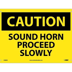 Social Distance Signage<National Marker Caution Signs; Sound Horn Proceed Slowly, 10X14, .040 Aluminum