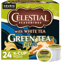 Tea<Celestial Seasonings Decaf Green Tea with White Tea, 0.9 oz. Keurig® K-Cup® Pods, 24/Box (14737)