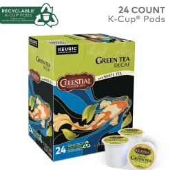 Tea<Celestial Seasonings Decaf Green Tea with White Tea, 0.9 oz. Keurig® K-Cup® Pods, 24/Box (14737)