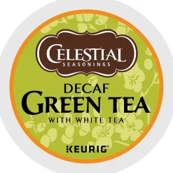 Tea<Celestial Seasonings Decaf Green Tea with White Tea, 0.9 oz. Keurig® K-Cup® Pods, 24/Box (14737)