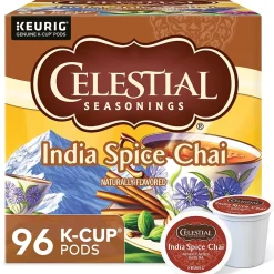 Keurig K-Cups<Celestial Seasonings India Spice Chai Herbal Tea, Keurig® K-Cup® Pods, 96/Carton (14738)