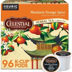 Keurig K-Cups<Celestial Seasonings Mandarin Orange Spice Tea, Keurig® K-Cup® Pods, 96/Carton (14735)