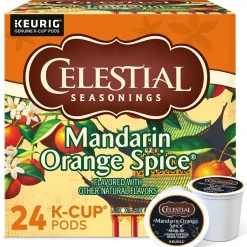 Tea<Celestial Seasonings Mandarin Orange Spice Herbal Tea, Keurig® K-Cup® Pods, 24/Box (14735)