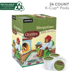 Tea<Celestial Seasonings Sleepytime Herbal Tea, Keurig® K-Cup® Pods, 24/Box (14739)