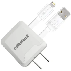 cellhelmet 2.1-Amp Single-USB Wall Charger with USB-A to Lightning Flat Cable, 3 Feet (WALL-2.1/1+F-LIGHT-3-W)