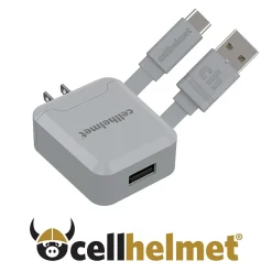 Lightning Cables<cellhelmet 2.1-Amp Single-USB Wall Charger with USB-A to USB-C Round Cable, 3 Feet (WALL-2.1/1+R-USB-C-3-G)