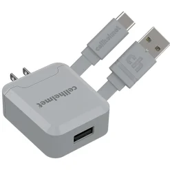 Lightning Cables<cellhelmet 2.1-Amp Single-USB Wall Charger with USB-A to USB-C Round Cable, 3 Feet (WALL-2.1/1+R-USB-C-3-G)