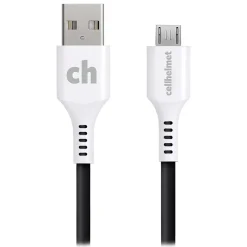 cellhelmet Charge and Sync USB-A to Micro USB Round Cable, 10' (CABLE-R-MICRO-10-B)
