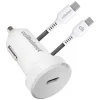 cellhelmet Single-USB Power Delivery Car Charger with USB-C to USB-C Round Cable, 3 ft., 25-Watt, White (CAR-PD-25W+R-C)
