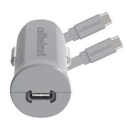 cellhelmet 27-Watt USB-C PD Car Charger with USB-C to USB-C Flat Cable, 3 Feet (CAR-PD-1-C-C-G)