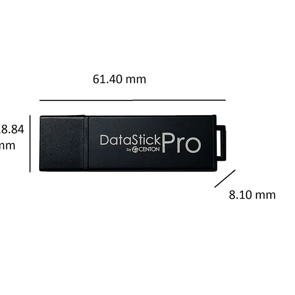 Centon DataStick Pro 2GB USB 2.0 Type A Flash Drive, Gray, 10/Pack (DSP2GB10PK)* Usb Flash Drives