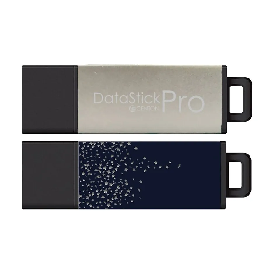 Centon DataStick Pro2 64GB USB 3.0 Type-A Flash Drives, Silver/Navy, 2/Pack (C1-U3P017-64G-2)* Usb Flash Drives