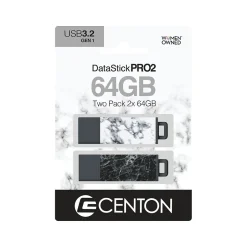 Centon DataStick Pro2 64GB USB 3.2 Type A Flash Drive, Marble Stormy/Marble Onyx, 2/Pack (C1-U3T026-64G-2)* Usb Flash Drives
