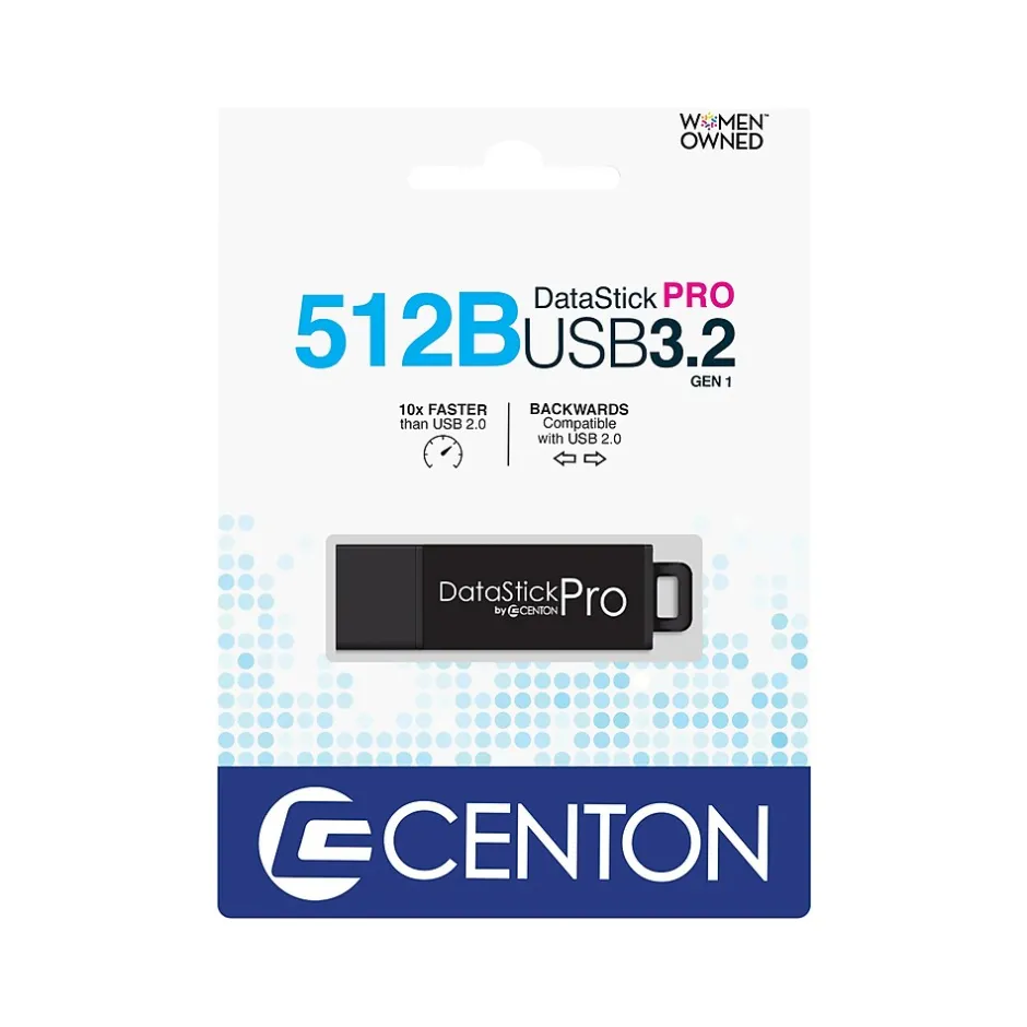 Centon DataStick Pro 512GB USB 3.2 Type-A Flash Drive, Black (C1-U3P6-512G)* Usb Flash Drives