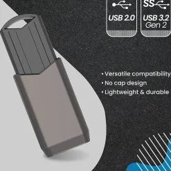 Centon DataStick PUSH 512GB USB 3.2 Gen 2 Flash Drive, Graphite (S1-U3.2J2-512G)* Usb Flash Drives