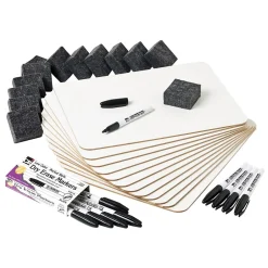 Charles Leonard Lap Board Class Pack, 2-Sided Plain/Lined Boards, Dry Erase Markers, Erasers (CHL35030) Dry Erase