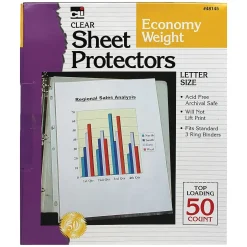 CLN Charles Leonard Sheet Protector, Lightweight, 8-1/2" x 11", Clear, 50/Box, 4 Boxes/Bundle (CHL48145)