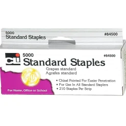Charles Leonard Standard Staples, 1/4" Leg Length, 5000 Staples/Box, 20 Boxes (CHL84500-20) Hot