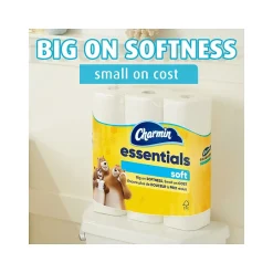 Charmin Essentials Soft Mega Toilet Paper, 2-Ply, White, 330 Sheets/Roll, 9 Rolls/Pack, 4 Packs/Carton (04536)