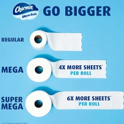 Charmin Ultra Soft Super Mega Toilet Paper, 2-Ply, White, 336 Sheets/Roll, 6 Rolls/Pack (08467)