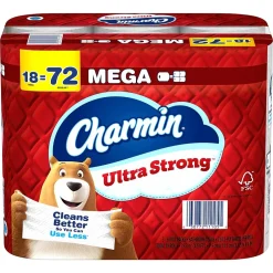 Charmin Ultra Strong Mega Toilet Paper, 2-ply, White, 220 Sheets/Roll, 18 Rolls/Case (01560/52084)