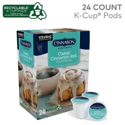Keurig K-Cups<Cinnabon Classic Cinnamon Roll Coffee Keurig® K-Cup® Pods, Light Roast, 24/Box (6305)