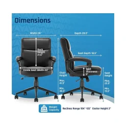 New Transform 2.0 Ergonomic Bonded Leather Swivel Desk Chair, (CCHR10007B) Ergonomic Chairs