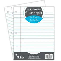 C-Line College Ruled Filler Paper, 8" x 10.5", 3-Hole Punched, 100 Sheets/Pack, 12/Bundle (CLI22031-12) Best
