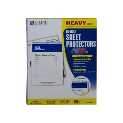 C-Line Heavyweight No-Hole Sheet Protectors, 8-1/2" x 11", Clear, 25/Box (62907) Sale
