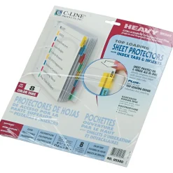 C-Line Heavyweight Sheet Protectors, 11" x 8-1/2", Assorted Colors, 8 Tab Set (05580) New