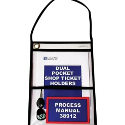 C-Line Job Ticket Holder, 9" x 12", Clear with Black Edges, 15/Pack (38912)