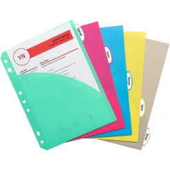 C-Line Mini Size 5-Tab Poly Index Dividers, 5 Tabs, Assorted Colors, 5/Pack, 12 Packs (CLI03750-12) Sale