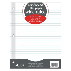 C-Line Reinforced Wide Ruled Filler Paper, 8" x 10.5", 3-Hole Punched, 100 Sheets/Pack, 6/Bundle (CLI21032-6) Hot