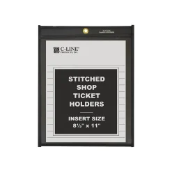 C-Line Shop Ticket Holders, 8-1/2" x 11", Clear with Black Back, 25/Box (45911)