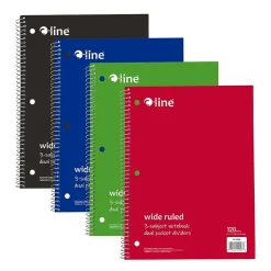 C-Line 3-Subject Notebooks, Wide Ruled, 120 Sheets, Assorted Colors, 3/Bundle (CLI22046-3) Hot