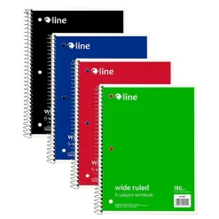 C-Line 5-Subject Subject Notebooks, Wide Ruled, 180 Sheets, Assorted Colors, 3/Bundle (CLI22051-3) Online