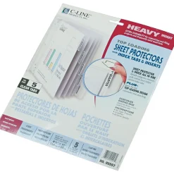 C-Line Top Load Sheet Protector, Standard Weight, 11" x 8-1/2", Clear, 5 Tab Set (5557)
