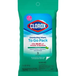 Clorox Disinfecting Wipes On The Go, Bleach Free Travel Wipes, Fresh Scent, 9 Count (01665)
