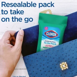 Clorox Disinfecting Wipes On The Go, Bleach Free Travel Wipes, Fresh Scent, 9 Count (01665)