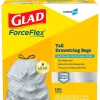 Glad CloroxPro ForceFlex 13 Gallon Tall Kitchen Trash Bag, 23.75" x 24.88", Low Density, .72 mil, Gray, 100/Box (70427)