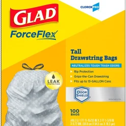Glad CloroxPro ForceFlex 13 Gallon Tall Kitchen Trash Bag, 23.75