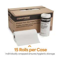 Paper Towels<Coastwide Professional Choose-Your-Size Kitchen Rolls Paper Towel, 2-Ply, White, 128 Sheets/Roll, 15 Rolls/Carton (CW21809)