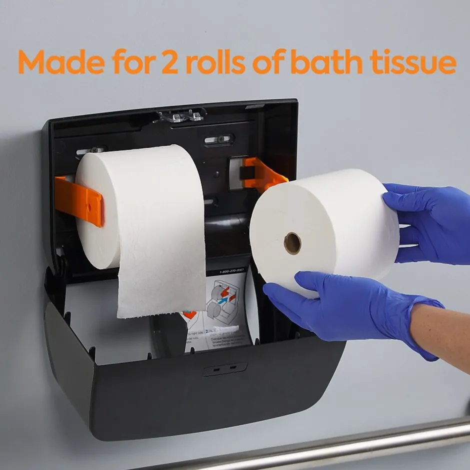 Coastwide Professional ™ J-Series Duo Bath Tissue Dispenser, Black/Metallic (CWJ2BT-S)