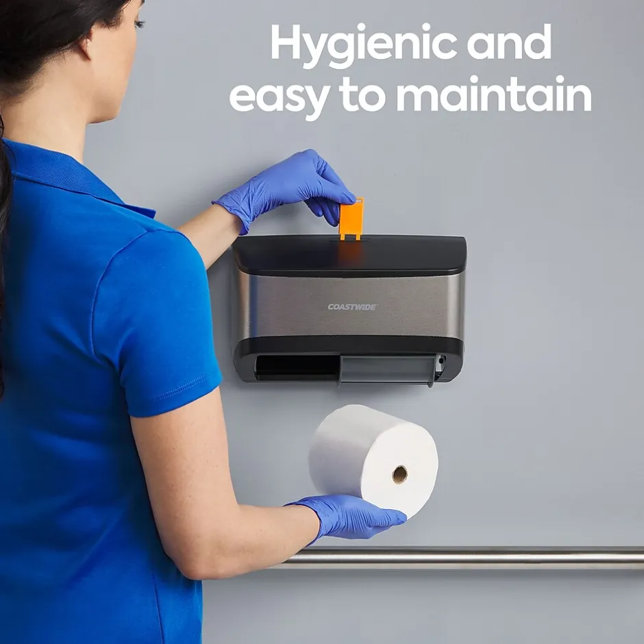 Coastwide Professional ™ J-Series Duo Bath Tissue Dispenser, Black/Metallic (CWJ2BT-S)