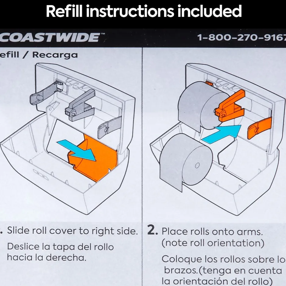 Coastwide Professional ™ J-Series Duo Bath Tissue Dispenser, Black/Metallic (CWJ2BT-S)