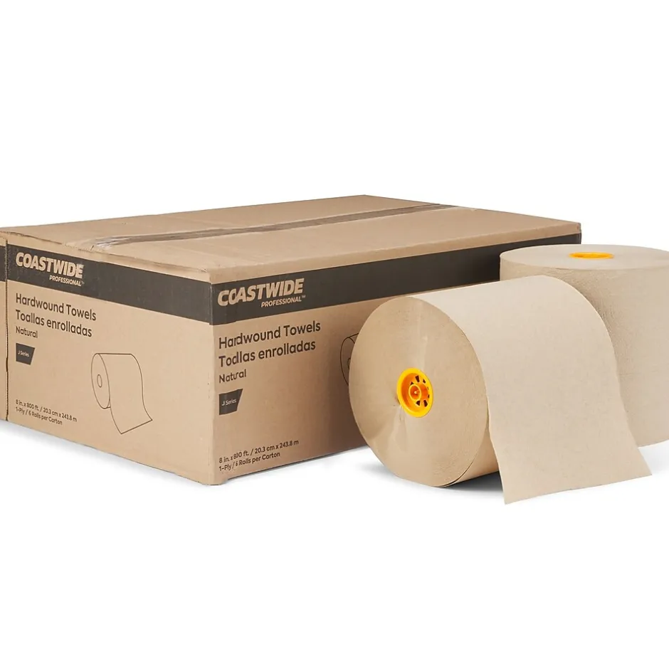 Paper Towels<Coastwide Professional ™ J-Series Hardwound Paper Towels, 1-ply, 800 ft./Roll, 6 Rolls/Carton (CWJHT-NAT)