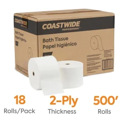 Coastwide Professional ™ J-Series 2-Ply Small Core Bath Tissue, White, 1500 Sheets/Roll, 18 Rolls/Carton (CWJBT-1500)